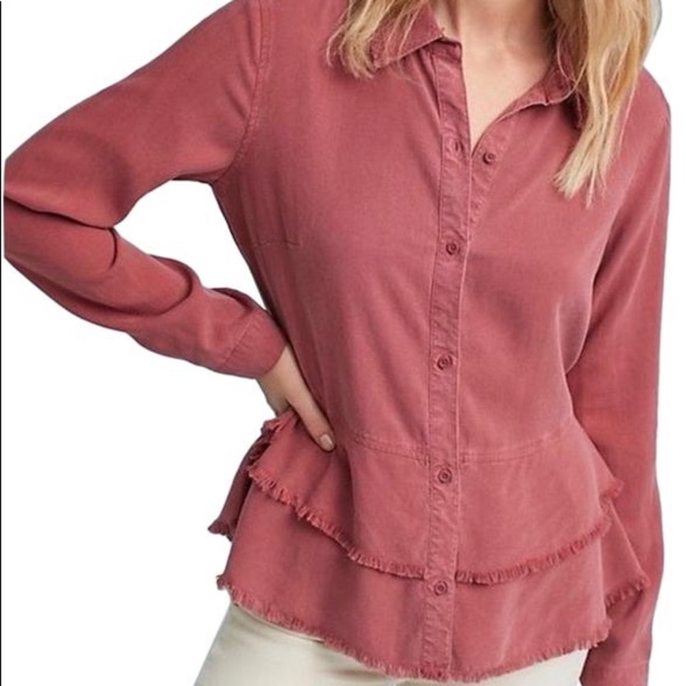 Cloth & Stone Anthro Raw Hem Peplum Top